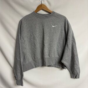 Nike Gray Cropped Crewneck Sweatshirt with White Swoosh